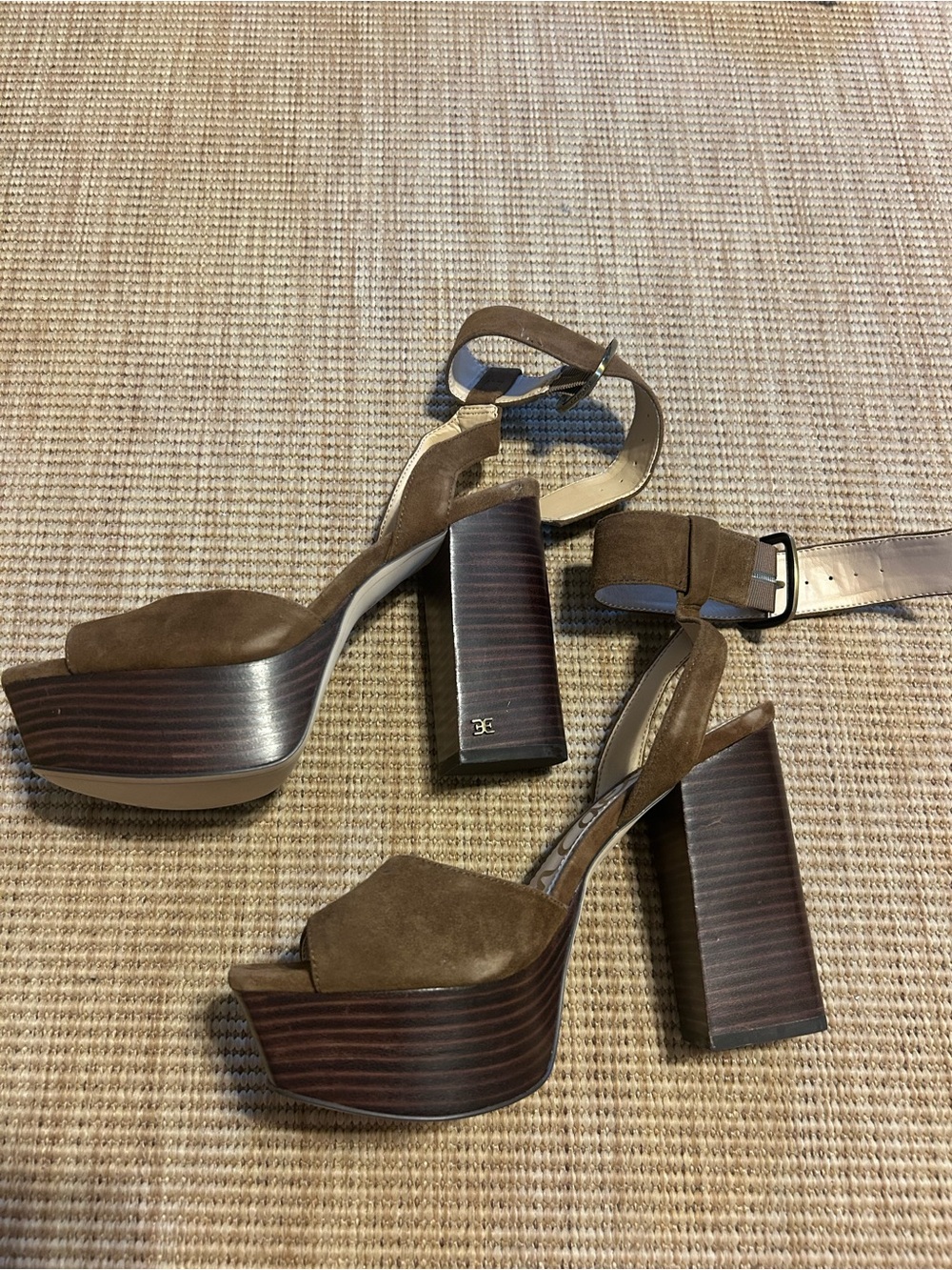 Sam Edelman Brown Suede Platform Block Heel Sandals
